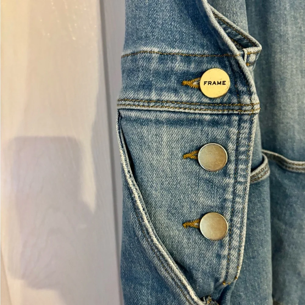 Frame Le Garçon Crop Boyfriend Distressed Denim Overalls - Picture 6 of 9